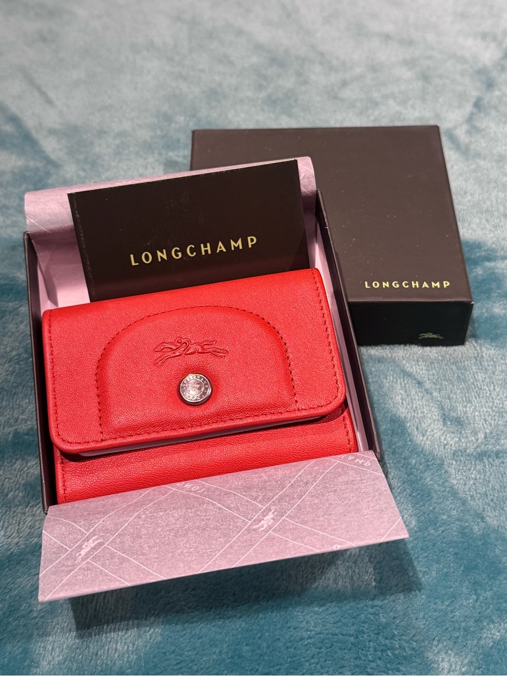 Longchamp Le Pliage Xtra Leather Flap Card Case - Saffron